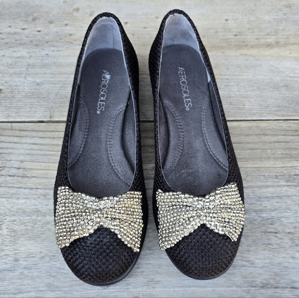 Aerosoles Imbeccable Coquette Glam Embellised Bow Comfort Ballet Flats 7M